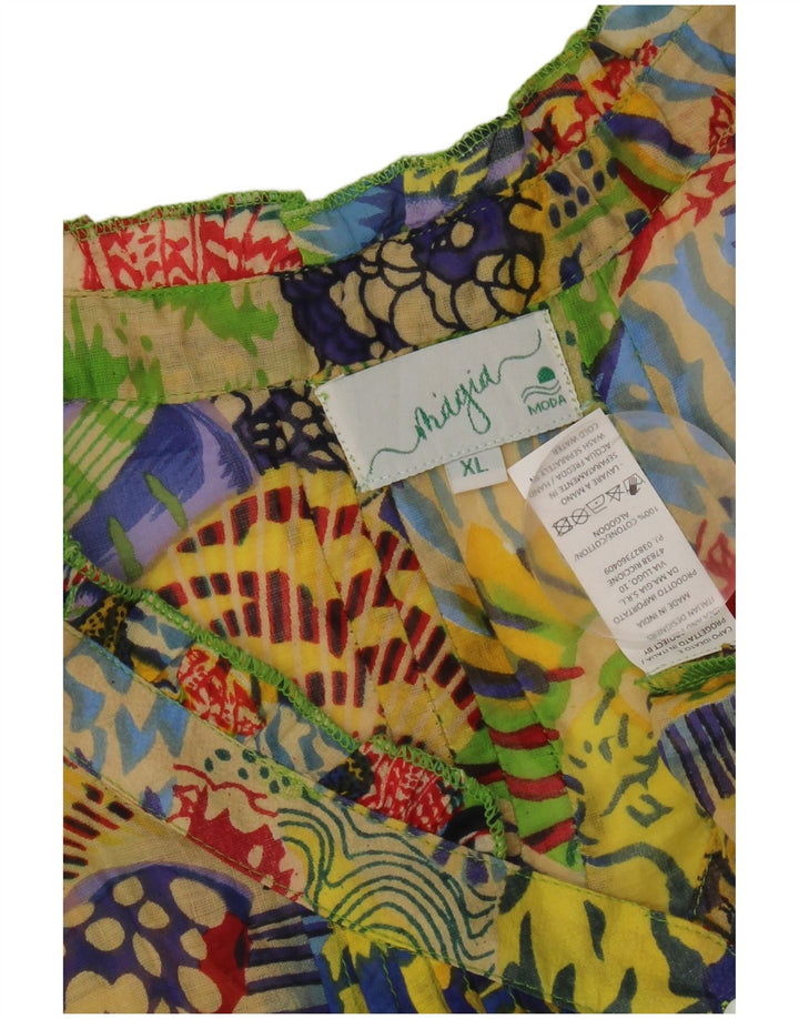 Warstwowa sukienka damska w stylu vintage, abstrakcyjny wzór, UK 18 XL, wielobarwna