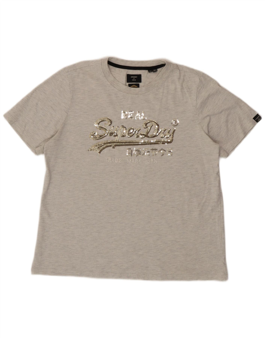 Damska koszulka z grafiką Superdry Top UK 14, duża, szara