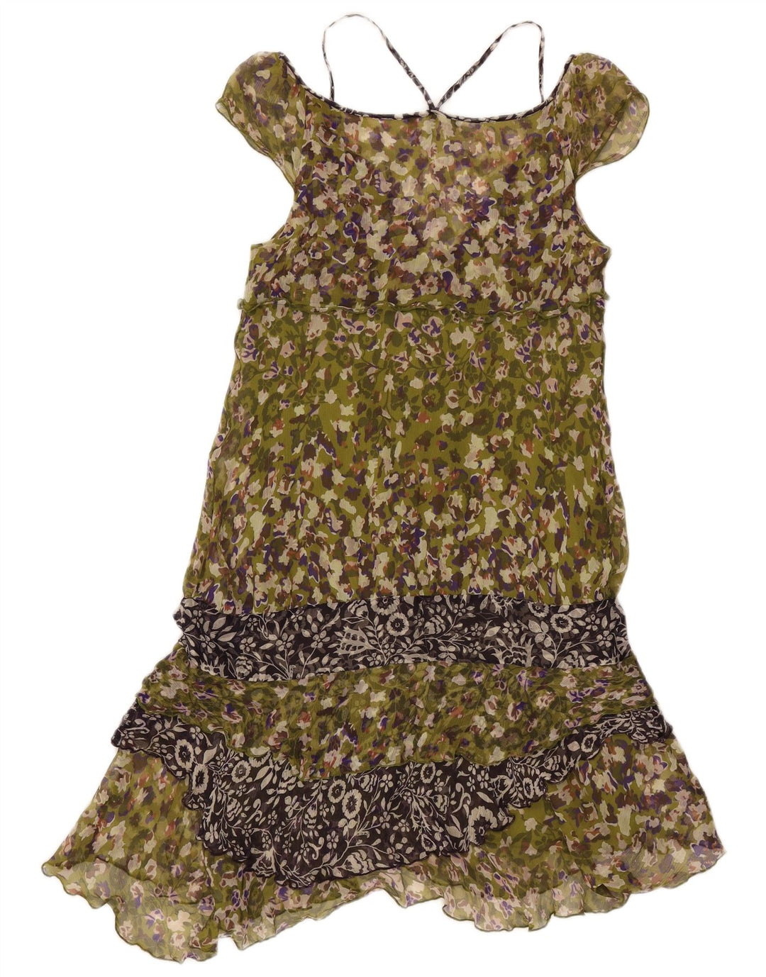 Damska wielowarstwowa sukienka bez rękawów Liu Jo IT 44 Średni zielony jedwab w kwiaty