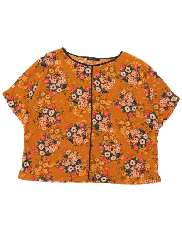 Marks & Spencer Damska bluzka oversize UK 18 XL Pomarańczowa w kwiaty
