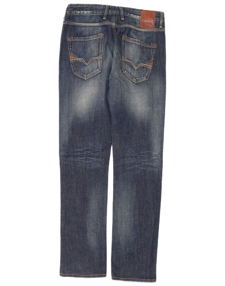 Jeansy damskie Guess Straight W30 L33 Granatowe, bawełniane