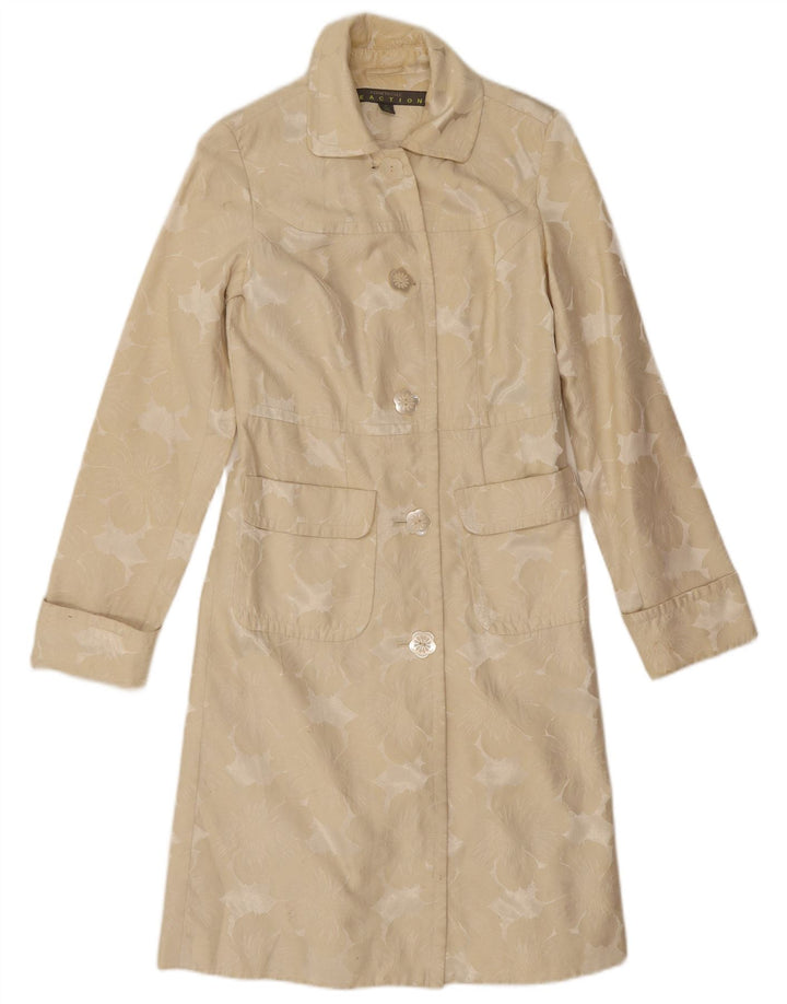 Kenneth Cole Płaszcz damski UK 10 Small Beżowy, bawełniany w kwiaty