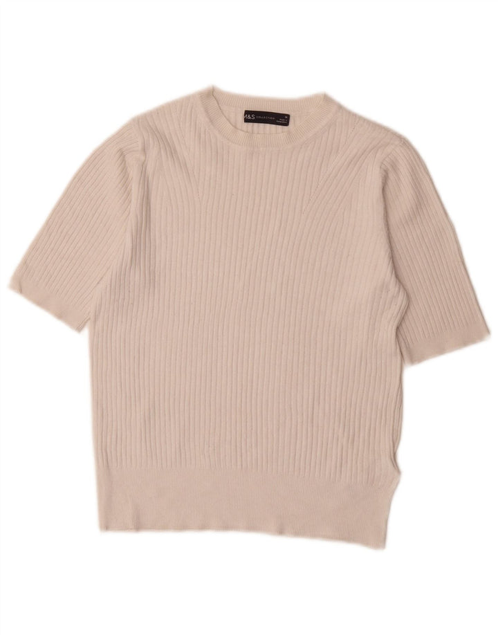 Marks & Spencer Damski sweter z dekoltem w łódkę, UK 10, mały, biały