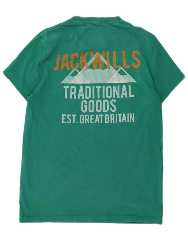 Męski T-shirt z grafiką Jack Wills Top XS, zielony, bawełniany