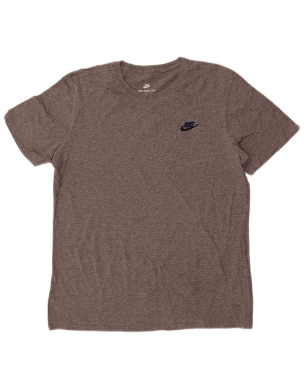 Męski T-shirt Nike o sportowym kroju z grafiką, duży, szary, bawełniany