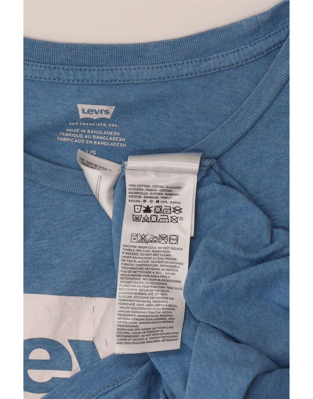 Męski T-shirt z grafiką Levi's, duży, niebieski, bawełniany