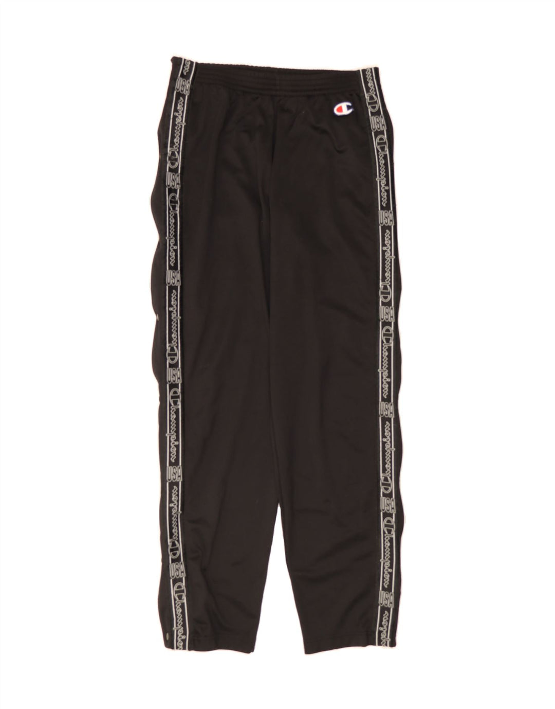 CHAMPION Womens Graphic Tracksuit Trousers UK 12 Medium  Black Polyester Vintage Champion and Second-Hand Champion from Messina Hembry 