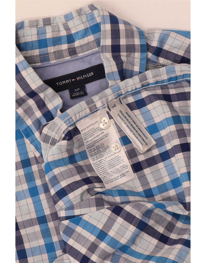 Koszula męska Tommy Hilfiger w małą niebieską kratkę, bawełniana
