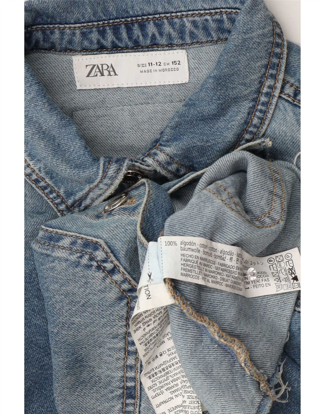 Kurtka dziewczęca Zara Crop Denim 11-12 lat, niebieska, bawełniana