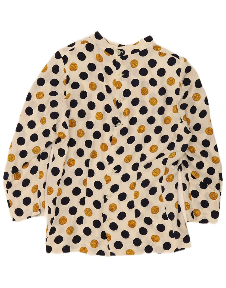 Bluzka damska Vintage Top UK 16 duża beżowa w kropki