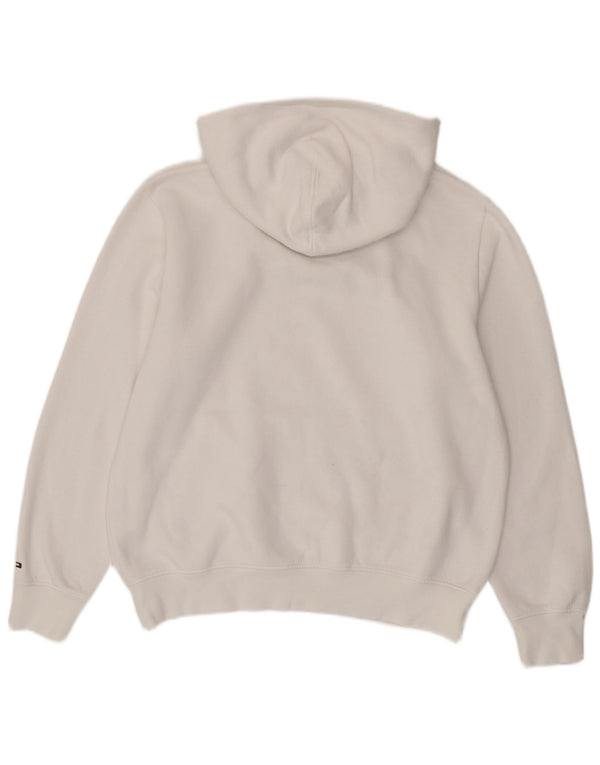 Męski sweter z kapturem i grafiką Tommy Hilfiger, duży, biały, bawełniany