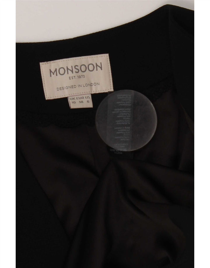 Damska marynarka Monsoon Crop Open Blazer UK 10, mała, czarna, poliester
