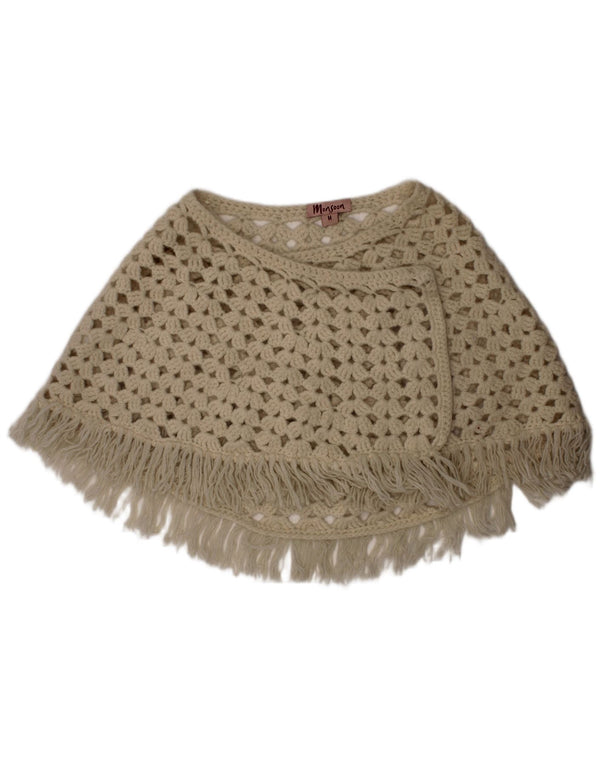 MONSOON Girls Crochet Poncho Shawl 12-13 Years Medium Off White Bohemian