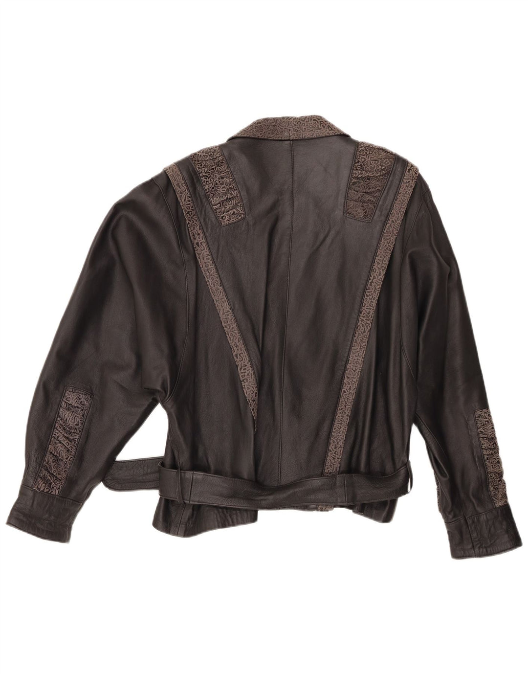 Damska kurtka skórzana VINTAGE IT 48 XL Czarna, geometryczna skóra