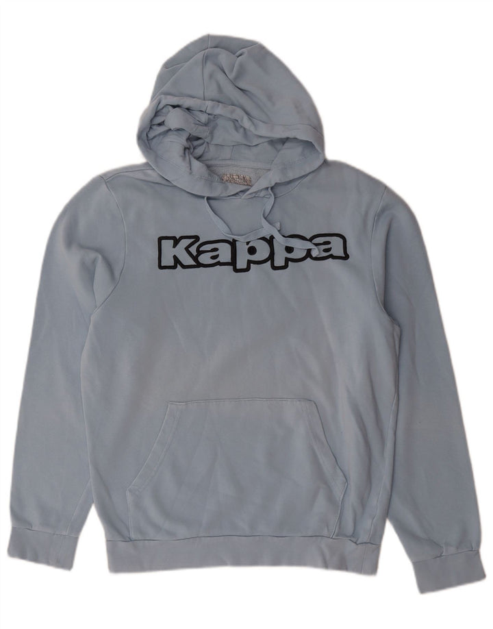 Męski sweter z kapturem Kappa z grafiką, średnioniebieski, bawełniany