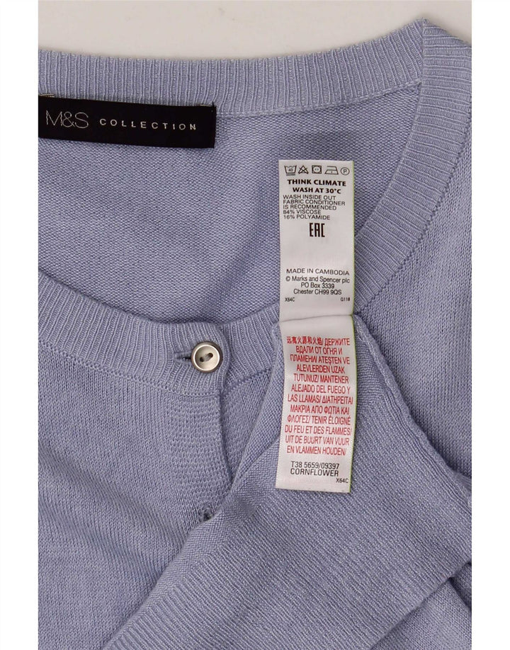 Marks & Spencer Damski sweter kardigan UK 14, duży, niebieski, wiskoza