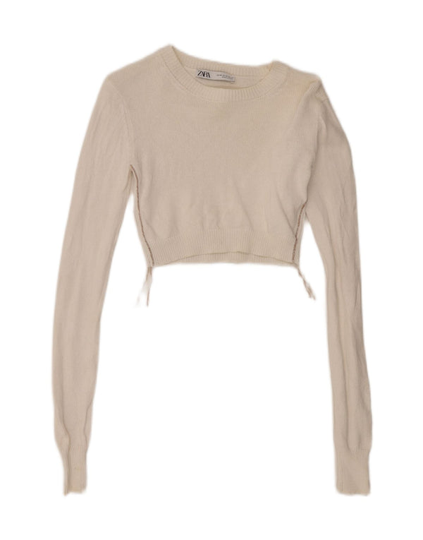 Damski krótki top Zara z długim rękawem, UK 6 XS, biały