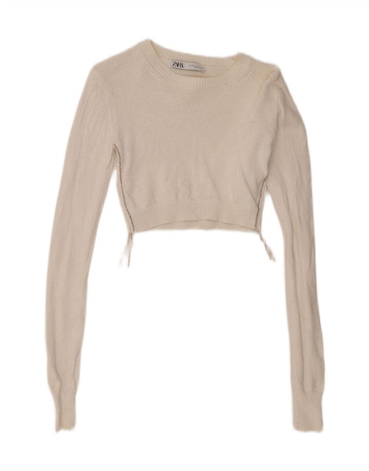 Damski krótki top Zara z długim rękawem, UK 6 XS, biały