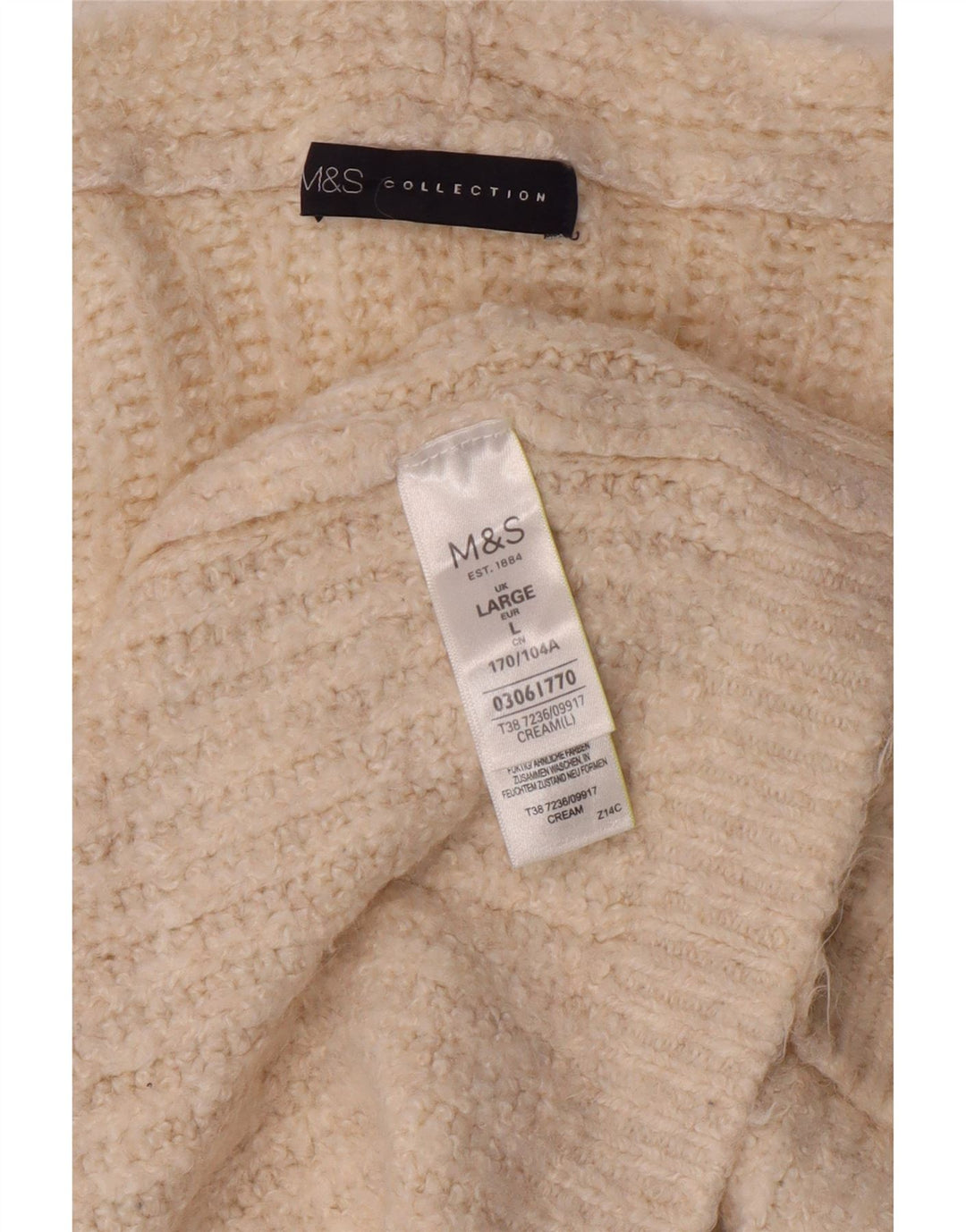 MARKS & SPENCER Womens Longline Cardigan Sweater UK 16 Large Off White