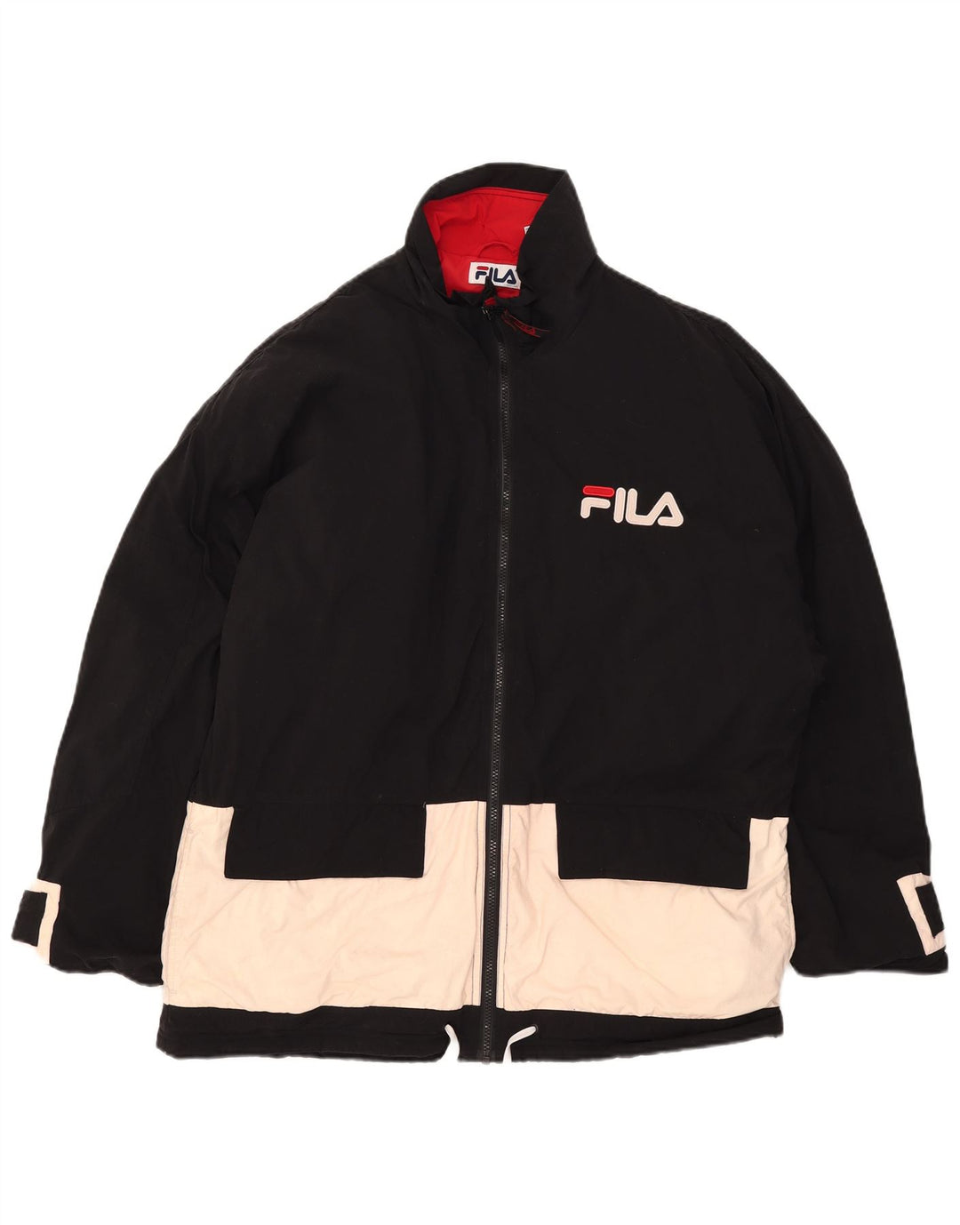 Męska wyściełana kurtka Fila Graphic UK 38 Średni czarny nylon w blokach kolorystycznych