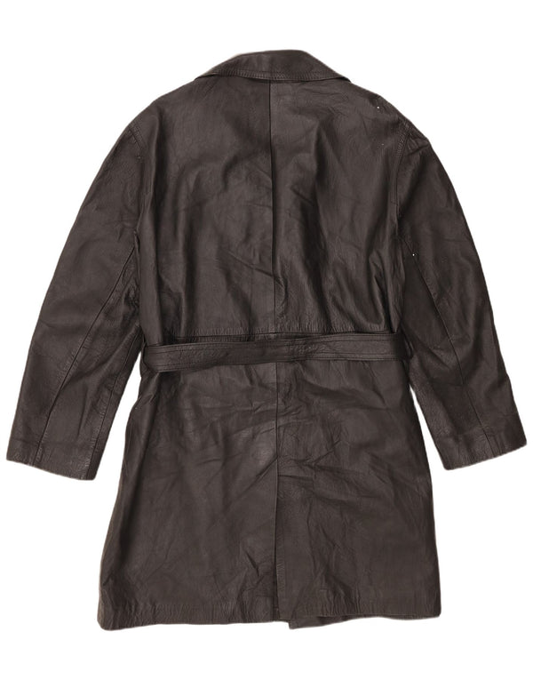 Vintage damski płaszcz skórzany UK 14, duży czarny