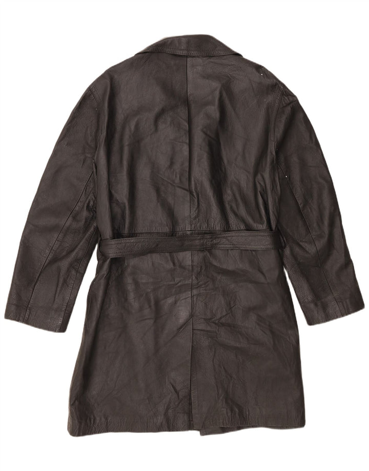 Vintage damski płaszcz skórzany UK 14, duży czarny