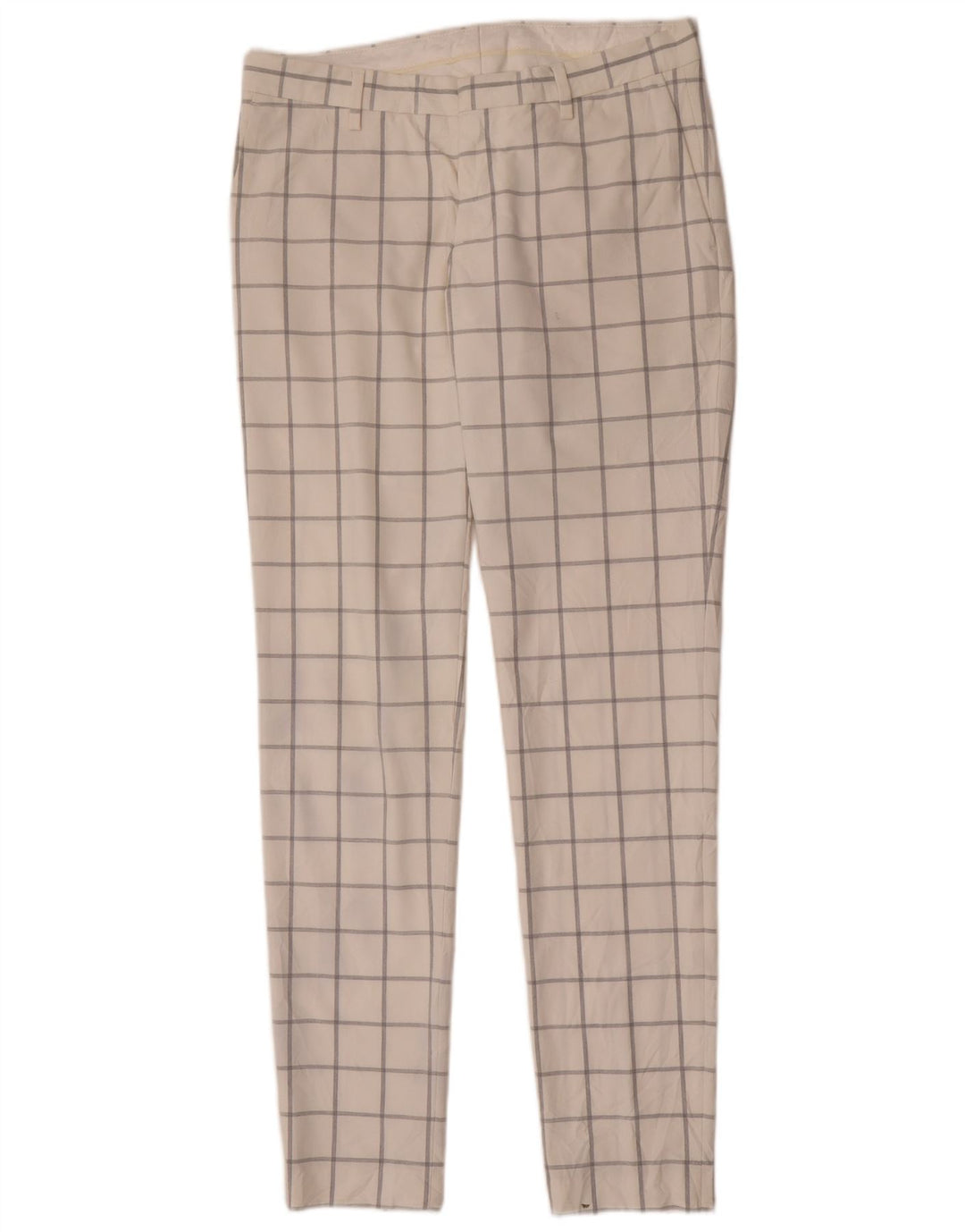 Męskie spodnie chino Zara EU 40 Medium W31 L33, poliester w białą kratkę