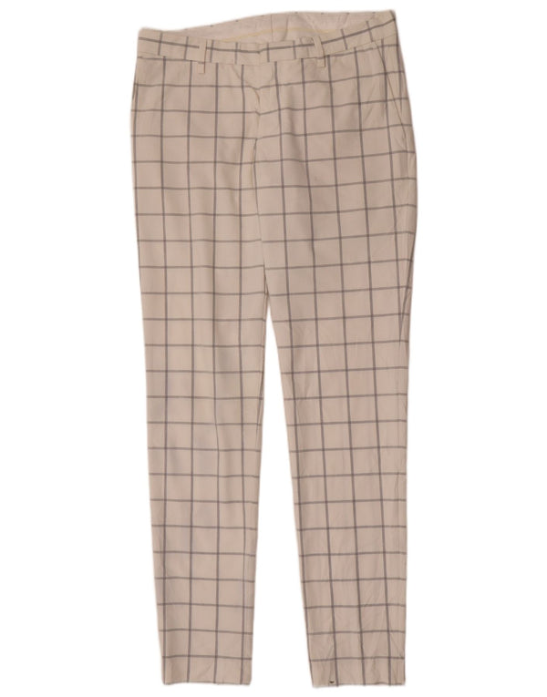 Męskie spodnie chino Zara EU 40 Medium W31 L33, poliester w białą kratkę