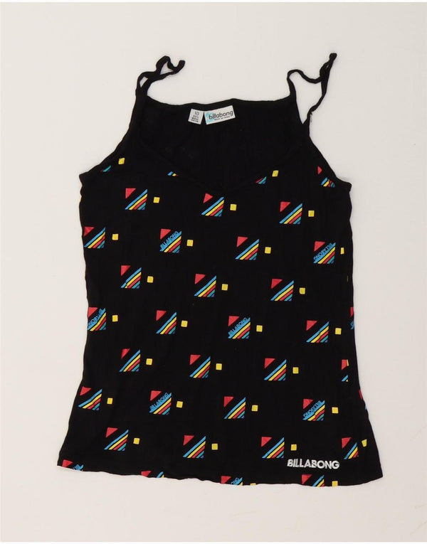 Damski top graficzny na ramiączkach Billabong UK 10, mały, czarny, geometryczny modal