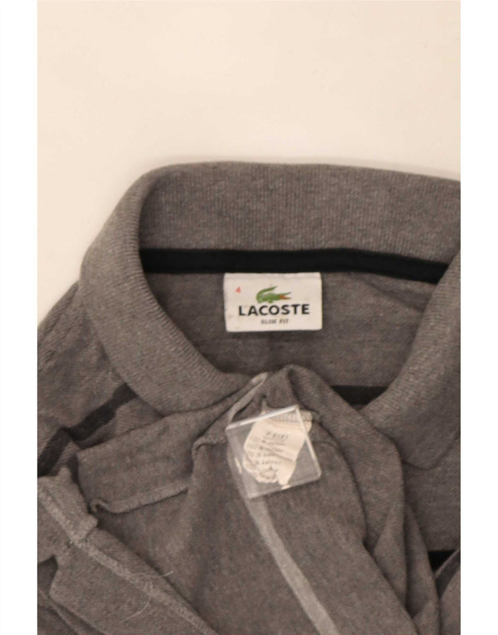 Męska koszulka polo Lacoste Slim Fit z długim rękawem, rozmiar 4, średnie szare paski