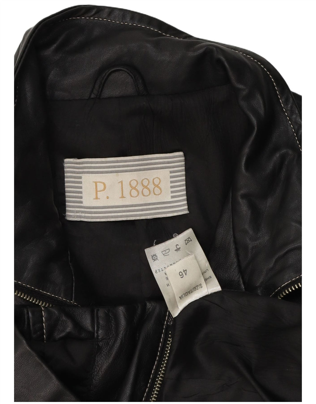 Damska skórzana kurtka motocyklowa w stylu vintage IT 46, duża czarna skóra