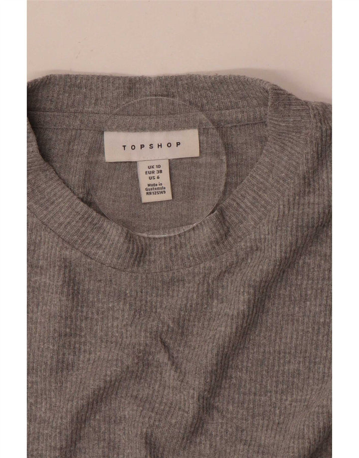 Topshop damski top oversize z rękawem 3/4 UK 10, mały, szary