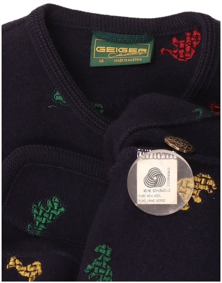 Damska marynarka Geiger zapinana na 6 guzików EU 40, średni granatowy nadruk zwierzęcy