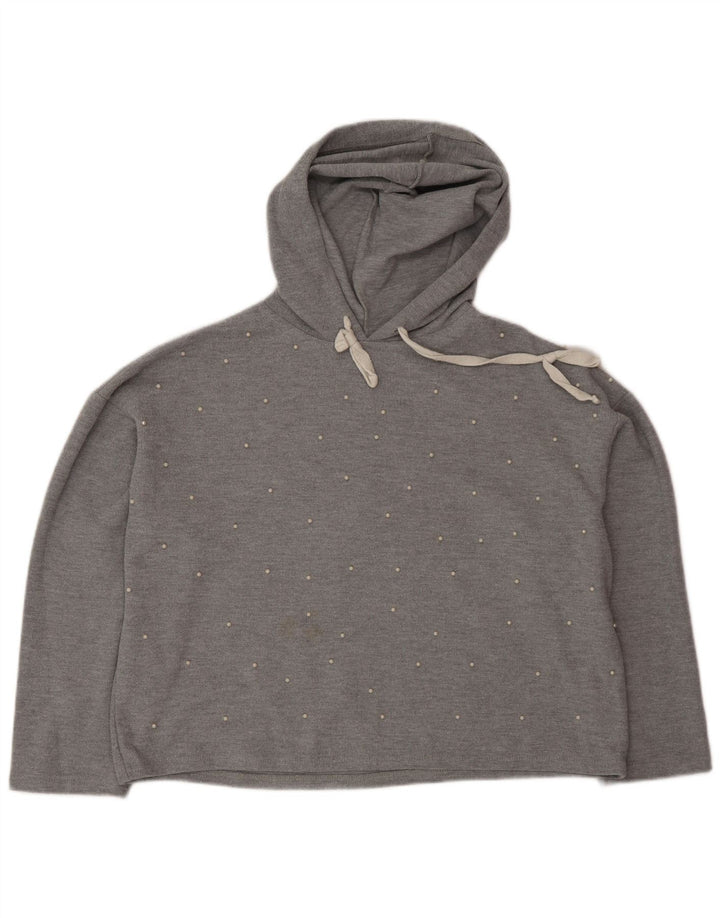 Damski top oversize z kapturem i długim rękawem Zara UK 14, średni szary w kropki