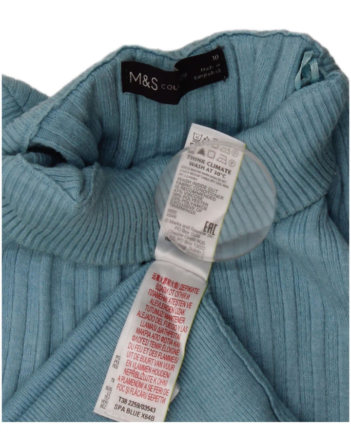 Marks & Spencer Damski sweter z golfem UK 10 Small Blue Wiskoza
