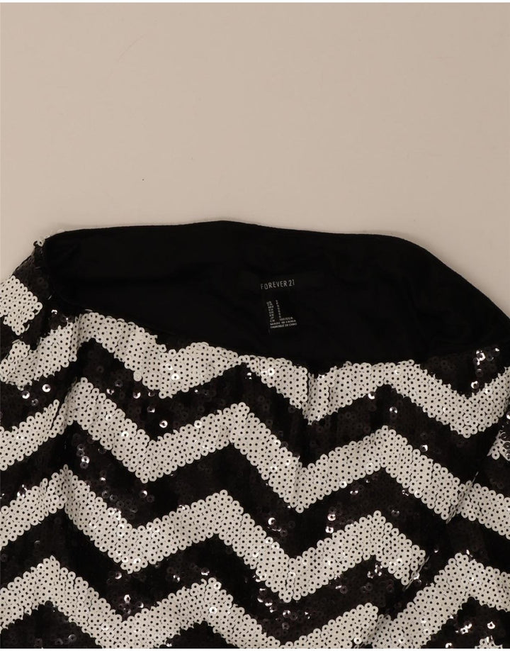 FOREVER 21 Womens Sequin Mini Skirt Small W26  Black Chevron Vintage Forever 21 and Second-Hand Forever 21 from Messina Hembry 