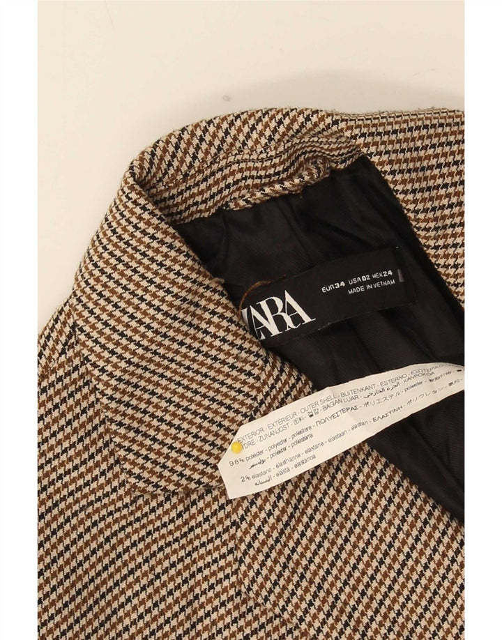 Zara damska marynarka oversize zapinana na 1 guzik EU 34 2XS brązowa pepitka
