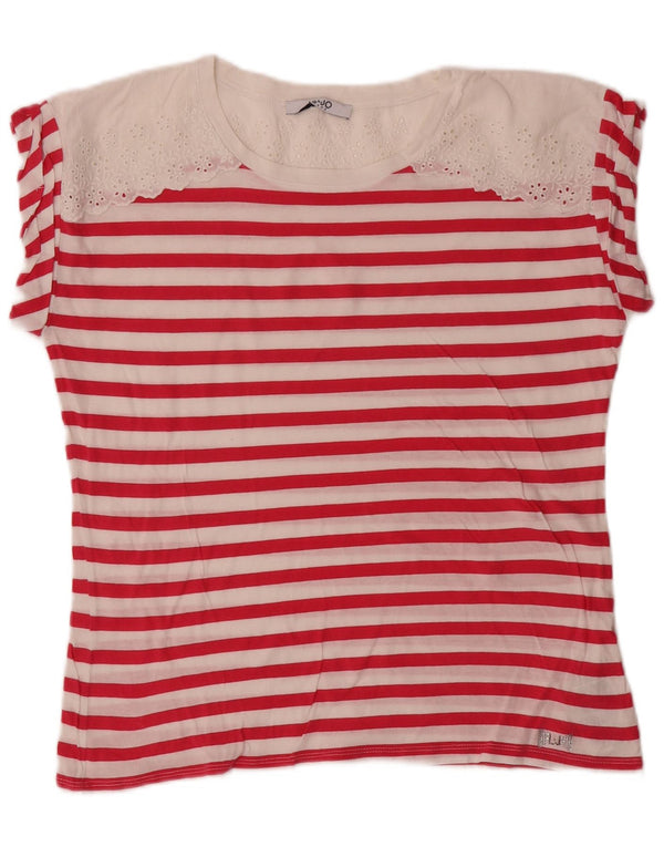 Damska koszulka Liu Jo Top UK 14 Średnioróżowa bawełniana w paski