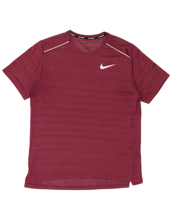 Męski T-shirt Nike Dri Fit, duży, bordowy poliester w paski