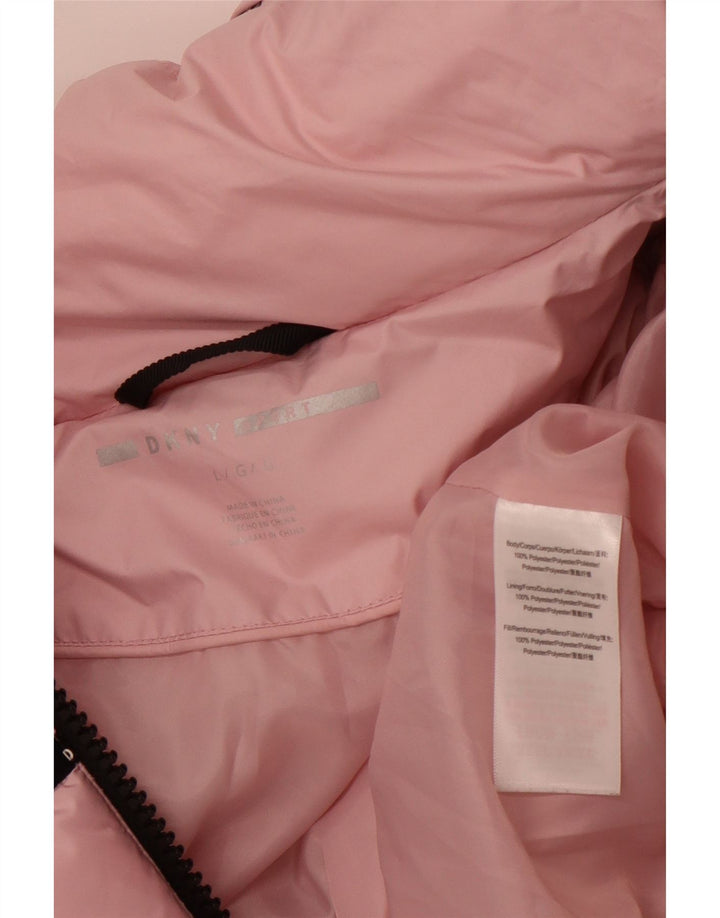 Damska ocieplana kurtka DKNY Graphic UK 16, duże, różowe paski, poliester