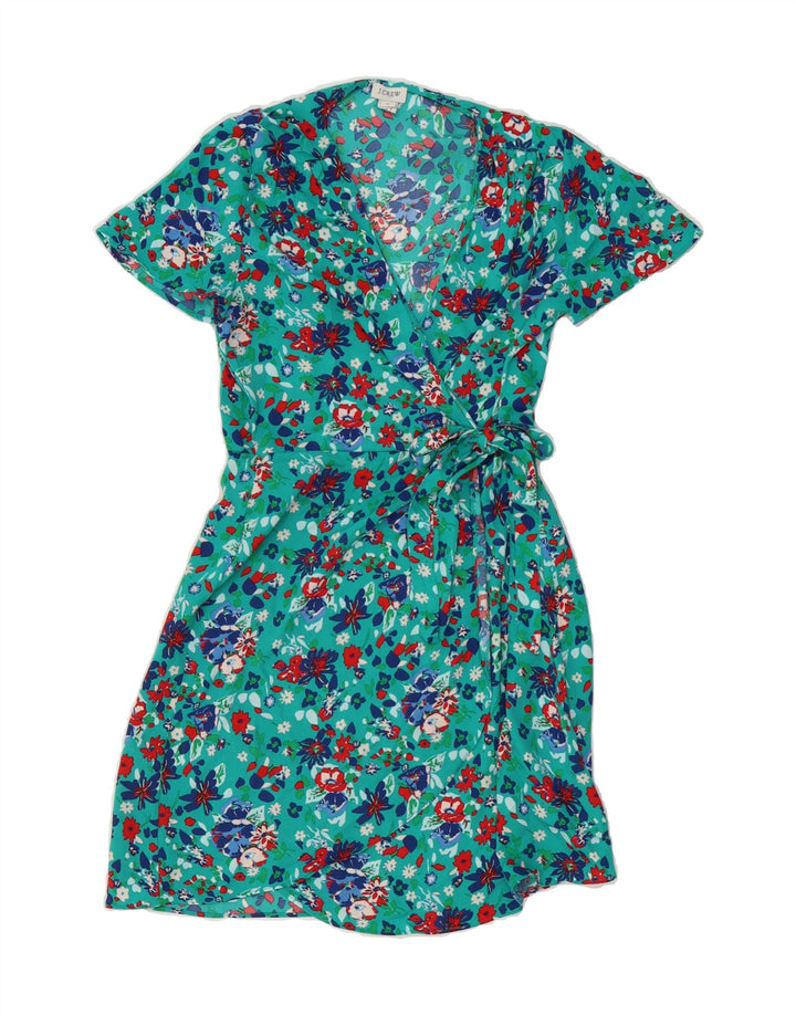 J. CREW Womens Wrap Dress US 6 Medium Turquoise Floral Polyester Vintage J. Crew and Second-Hand J. Crew from Messina Hembry 