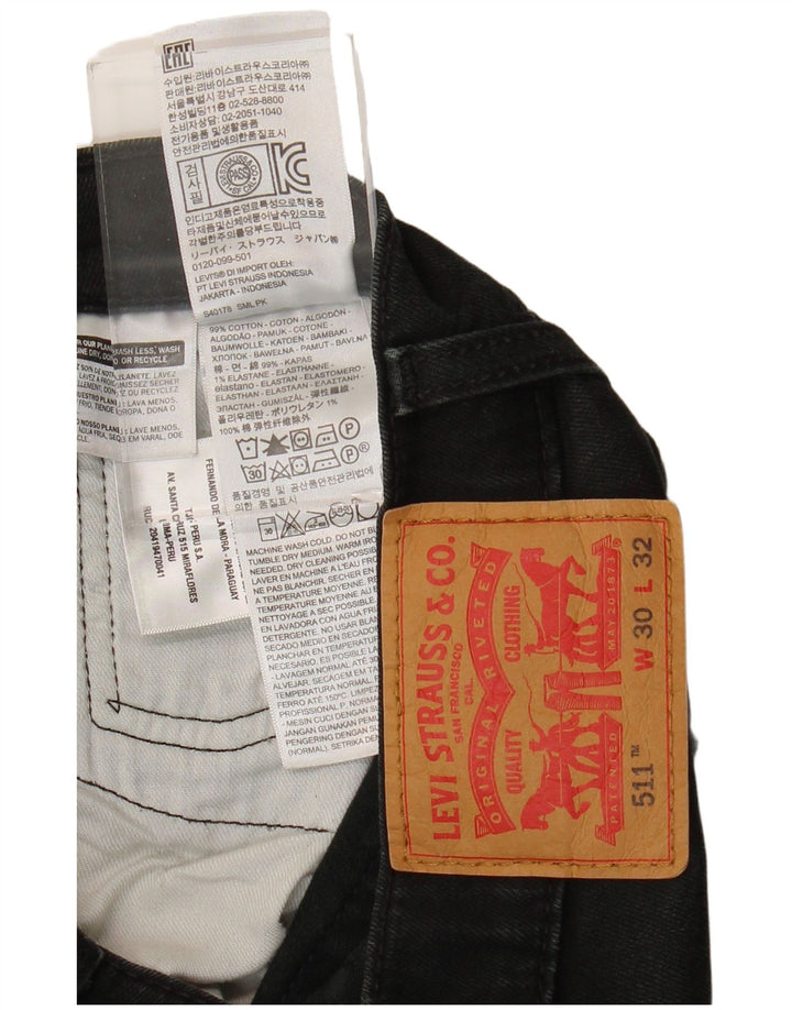 Męskie jeansy Levi's 511 Slim W30 L29 Czarna bawełna