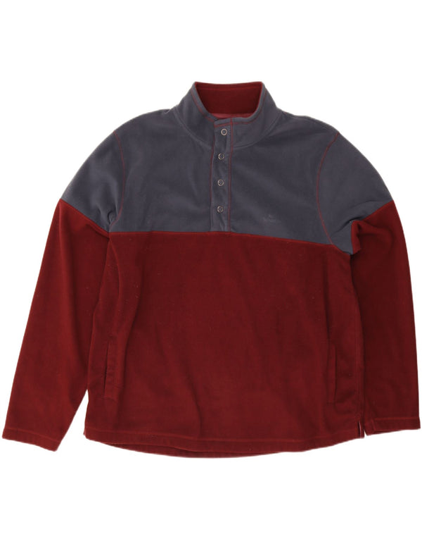 Męski sweter polarowy Weird Fish, zapinany na guziki, 4XL, bordowy, z blokami kolorów