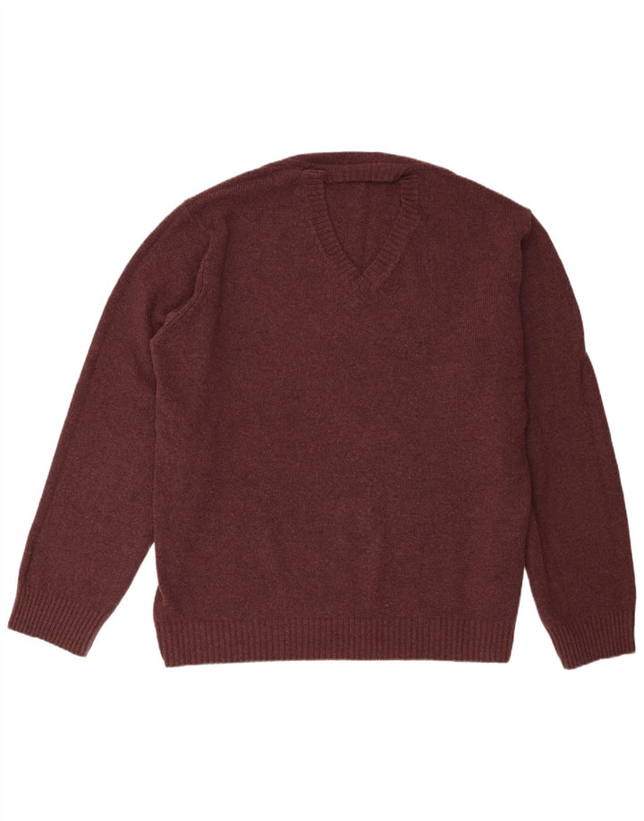 Marks & Spencer Męski sweter z dekoltem w kształcie litery V, XL, bordowa wełna