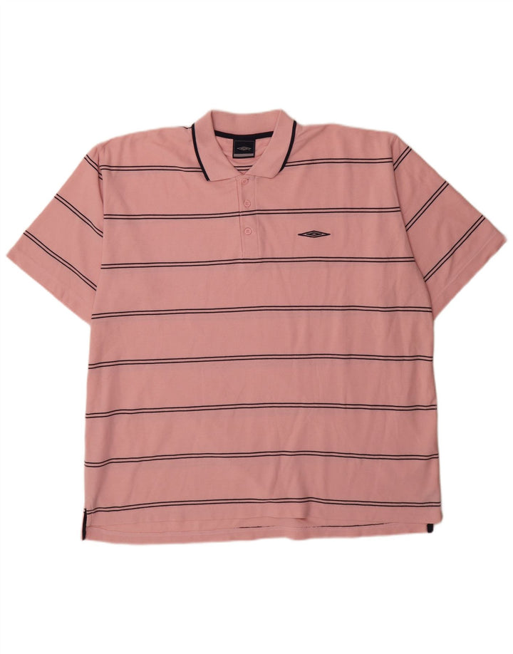 Męska koszulka polo Umbro 2XL z poliestru w różowe paski