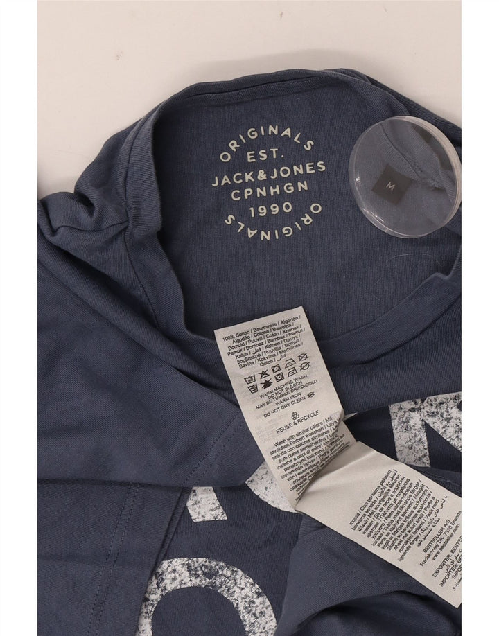 Męski T-shirt z grafiką Jack & Jones, bawełniany, średni niebieski