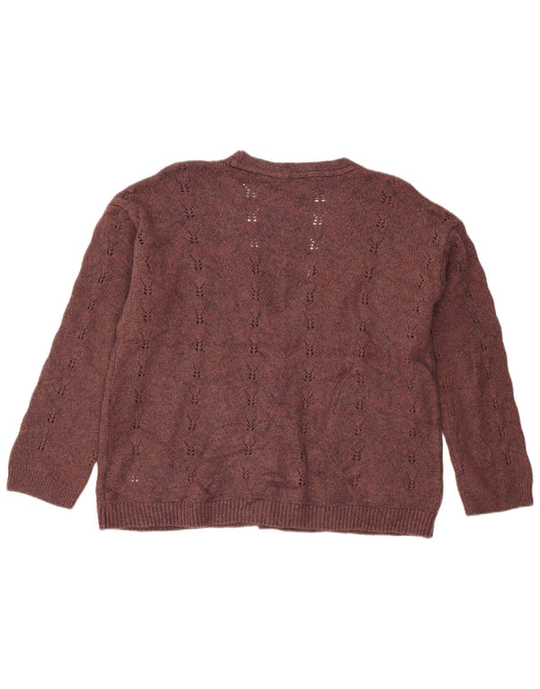 Damski sweter rozpinany White Stuff o luźnym kroju UK 14 Średni bordowy akryl