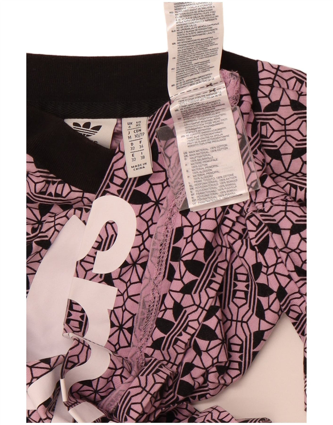 Damska koszulka oversize ADIDAS Crop Graphic Top UK 6 XS Fioletowa bawełna