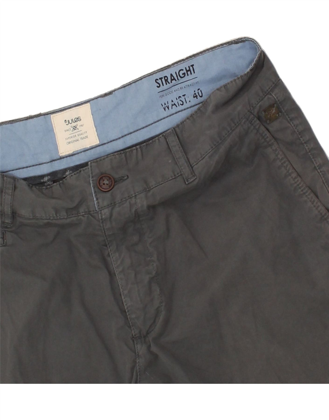 JULES Mens Straight Fit Chino Shorts W34 Large Grey Vintage Jules and Second-Hand Jules from Messina Hembry 