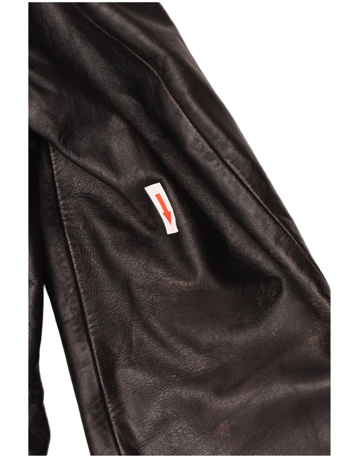 Vintage damska kurtka skórzana UK 10, mała czarna skóra